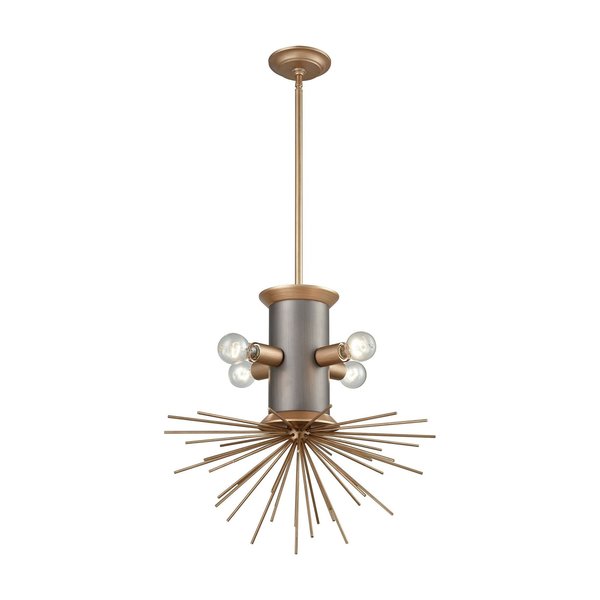 Elk Signature Lucy Spike 21'' Wide 4Light Chandelier, Antique Gold D3571